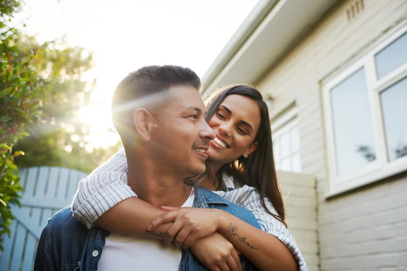 happy hispanic couple